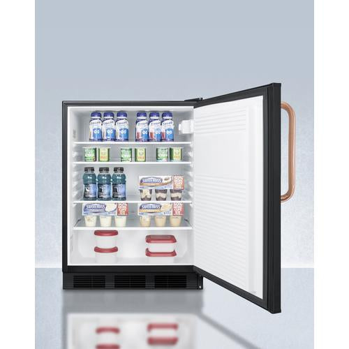 Summit 24" Wide Built-In All-Refrigerator with Antimicrobial Pure Copper Handle ADA Compliant