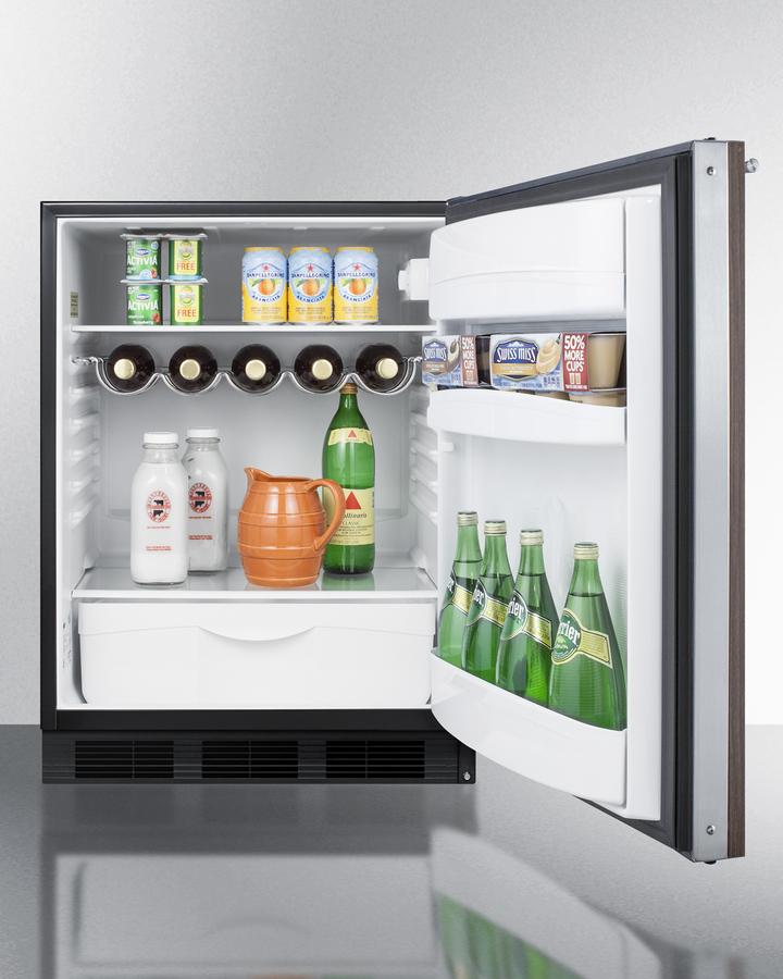 Summit 24" Wide Built-In All-Refrigerator With Wood Panel Door