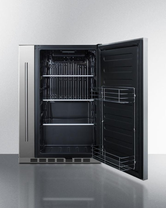 Summit Shallow Depth 24" Wide Built-In All-Refrigerator With Slide-Out Storage Compartment