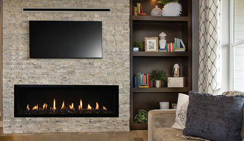 Superior 60" Linear Direct Vent Gas Fireplace, Electronic Ignition, Blower, Full Function Remote Control - DRL6060TEN-B