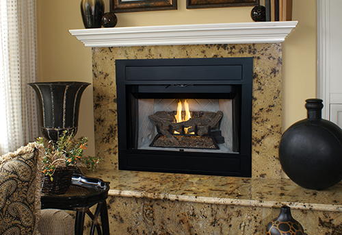 Superior Fireplaces 42 Inch B-Vent Fireplace with White Herringbone Refractory Panel - BRT4542