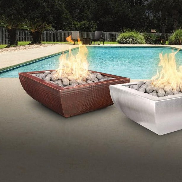 The Outdoor Plus 24" Avalon Hammered Copper Fire Bowl - 12V Electronic Ignition - OPT-24AVCPFE12V