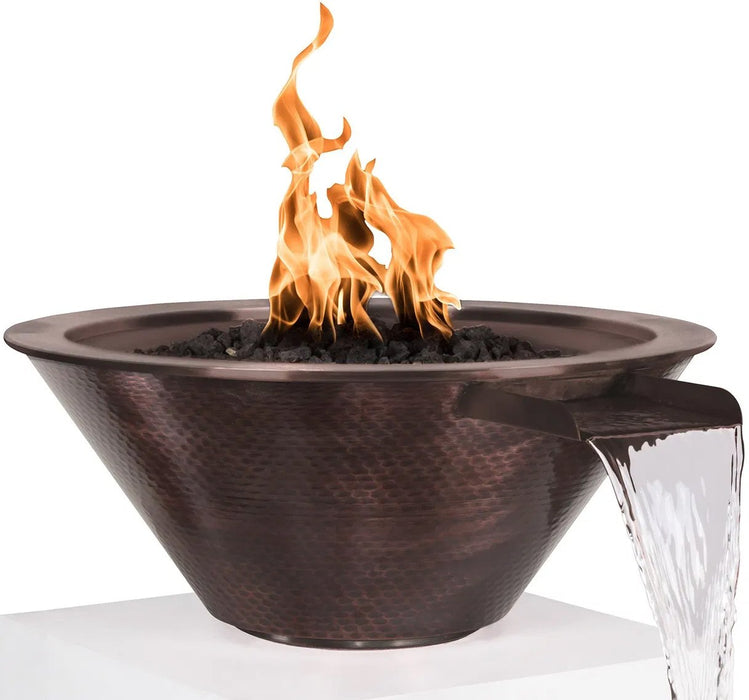 The Outdoor Plus 24" Cazo Hammered Copper Fire & Water Bowl - Match Lit - OPT-101-24NWCB