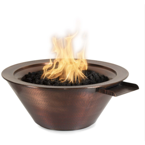 The Outdoor Plus 24" Cazo Hammered Copper Fire & Water Bowl - Match Lit - OPT-101-24NWCB