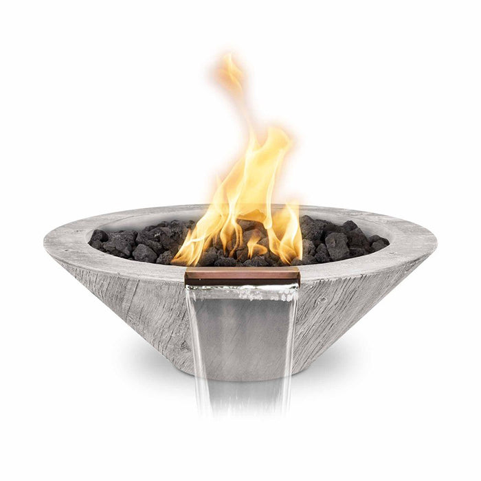 The Outdoor Plus 24" Cazo Wood Grain Fire and Water Bowl - 12V Electronic Ignition - OPT-24RWGFWE12V