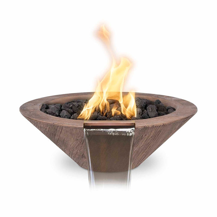 The Outdoor Plus 24" Cazo Wood Grain Fire and Water Bowl - 12V Electronic Ignition - OPT-24RWGFWE12V