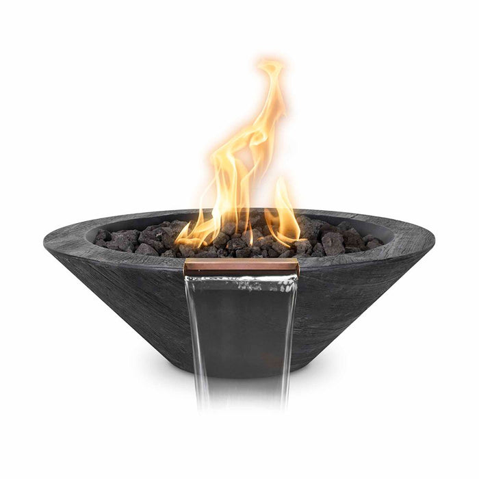 The Outdoor Plus 24" Cazo Wood Grain Fire and Water Bowl - 12V Electronic Ignition - OPT-24RWGFWE12V