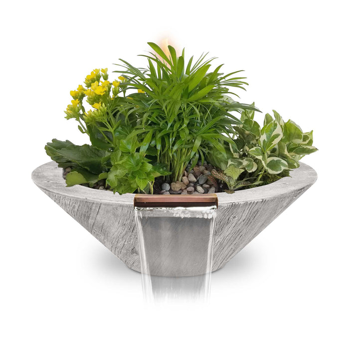 The Outdoor Plus 24" Cazo Wood Grain Planter & Water Bowl - OPT-24RWGPW