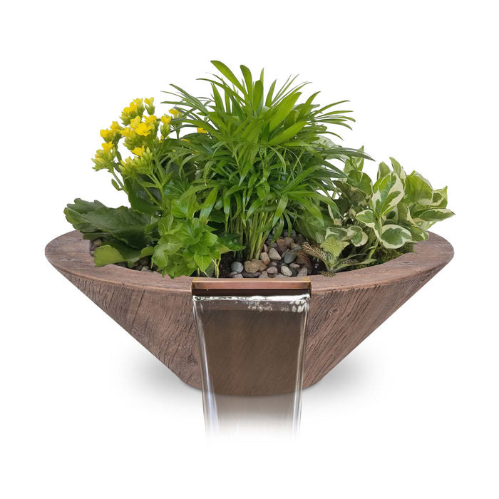 The Outdoor Plus 24" Cazo Wood Grain Planter & Water Bowl - OPT-24RWGPW