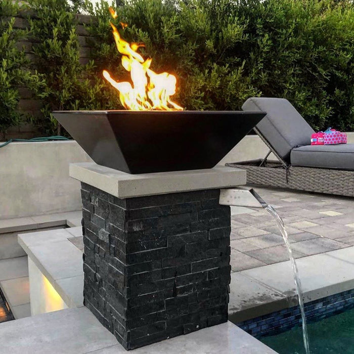 The Outdoor Plus 24" Maya Powder Coated Fire Bowl - 12V Electronic Ignition - OPT-24SQPCFOE12V