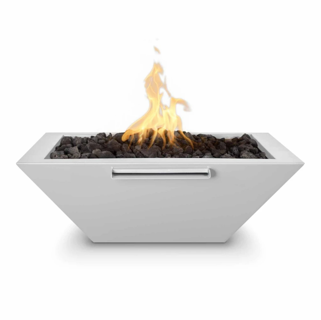 The Outdoor Plus 24" Maya Powder Coated Fire & Water Bowl - 12V Electronic Ignition - OPT-24SQPCFWE12V