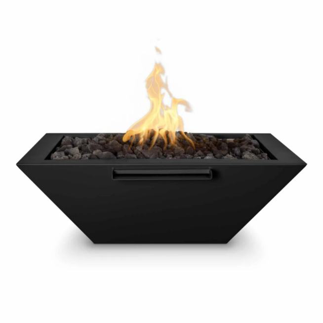 The Outdoor Plus 24" Maya Powder Coated Fire & Water Bowl - Match Lit - OPT-24SQPCFW