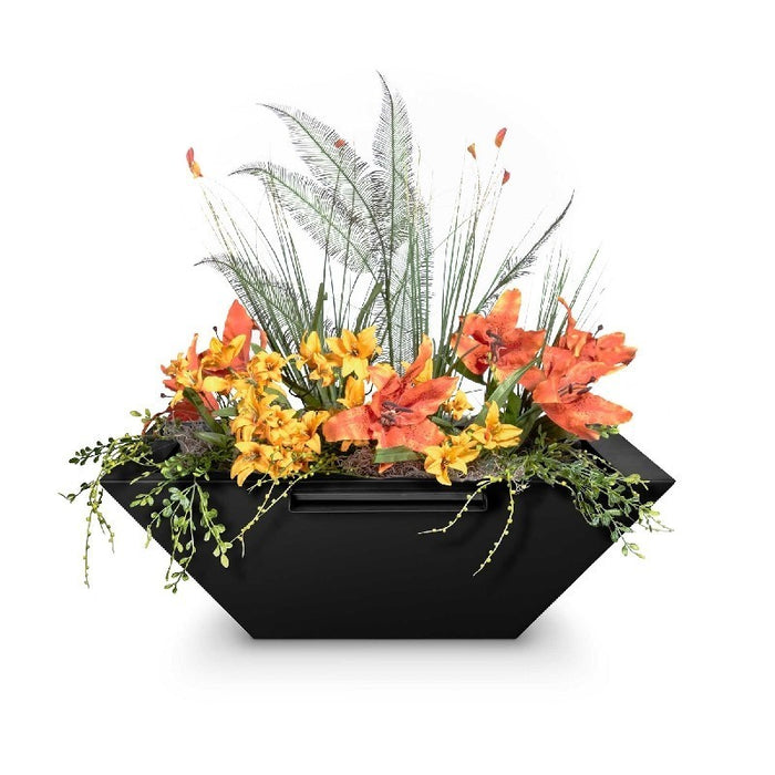 The Outdoor Plus 24" Maya Powder Coated Planter & Water Bowl - OPT-24SQPCPW