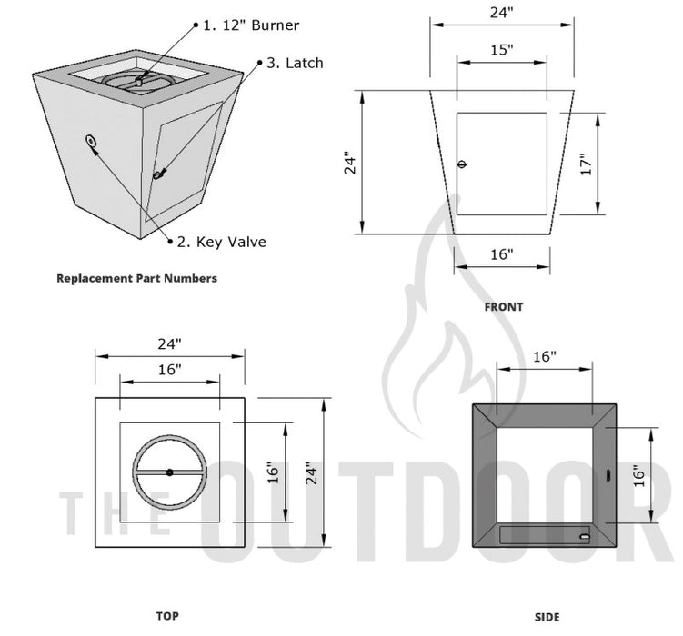 The Outdoor Plus 24" Vista Copper Fire Pit  - 12V Electronic Ignition - OPT-FPT2500E12V