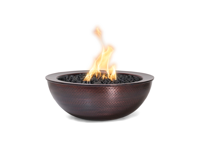 The Outdoor Plus 27" Sedona Hammered Copper Fire Bowl - 12V Electronic Ignition - OPT-27RCPRFOE12V