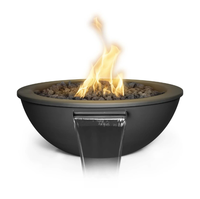 The Outdoor Plus 27" Sedona Powder Coated Fire and Water Bowl - 12V Electronic Ignition - OPT-27RPCFWE12V