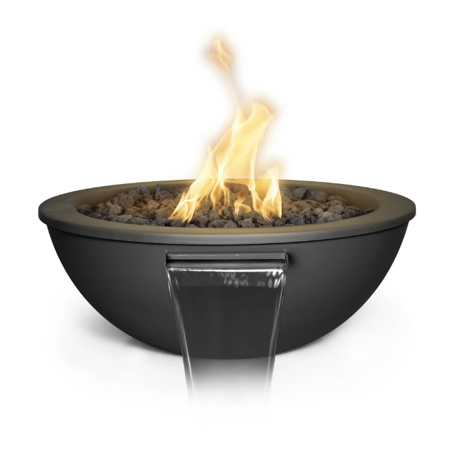 The Outdoor Plus 27" Sedona Powder Coated Fire and Water Bowl - Match Lit - OPT-27RPCFW