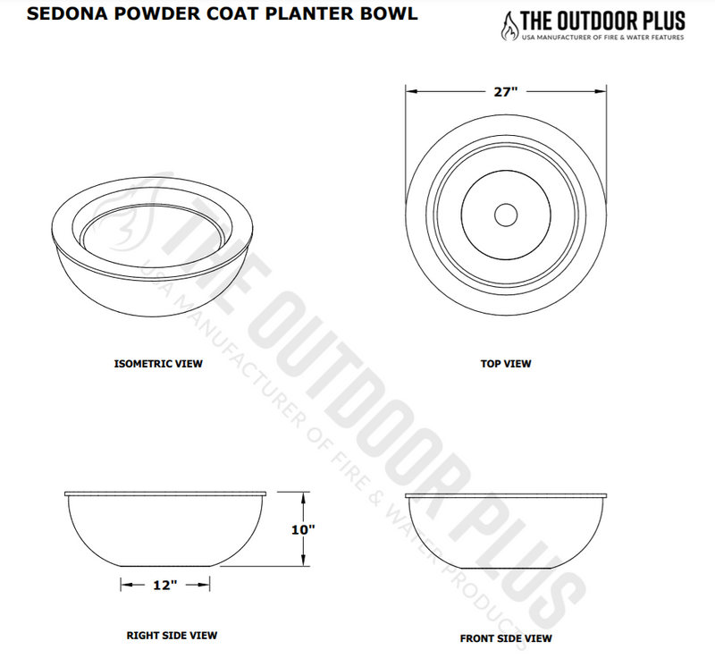 The Outdoor Plus 27" Sedona Powder Coated Planter Bowl - OPT-27RPCPO