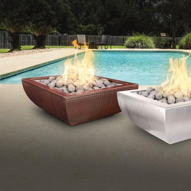 The Outdoor Plus 30" Avalon Hammered Copper Fire Bowl - Match Lit - OPT-30AVCPF