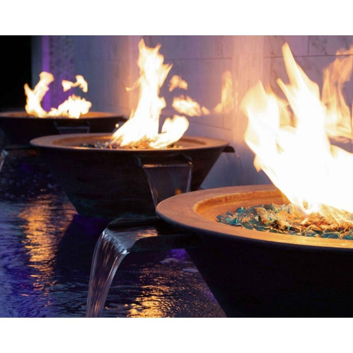 The Outdoor Plus 30" Cazo 4-Way Hammered Copper Fire & Water Bowl - Match Lit - OPT-4W30