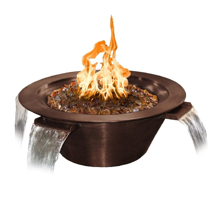 The Outdoor Plus 30" Cazo 4-Way Hammered Copper Fire & Water Bowl - Match Lit - OPT-4W30