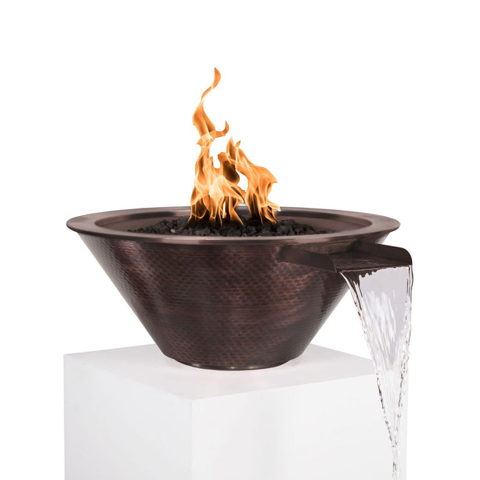 The Outdoor Plus 30" Cazo Hammered Copper Fire & Water Bowl - Match Lit - OPT-102-30NWCB