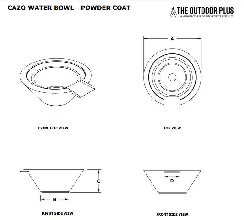 The Outdoor Plus 30" Cazo Powder Coated Water Bowl - OPT-R30PCWO