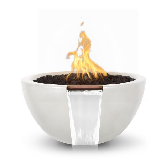 The Outdoor Plus 30" Luna GFRC Concrete Round Electronic Fire & Water Bowl - OPT-LUNFW30E12V