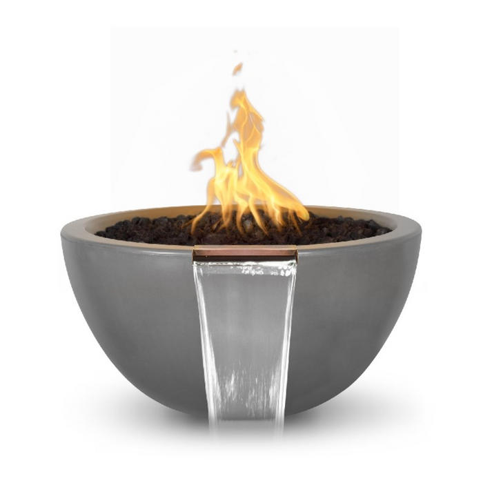 The Outdoor Plus 30" Luna GFRC Concrete Round Electronic Fire & Water Bowl - OPT-LUNFW30E12V