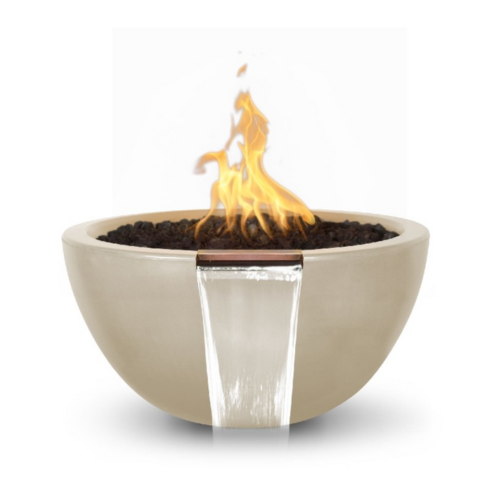 The Outdoor Plus 30" Luna GFRC Concrete Round Electronic Fire & Water Bowl - OPT-LUNFW30E12V