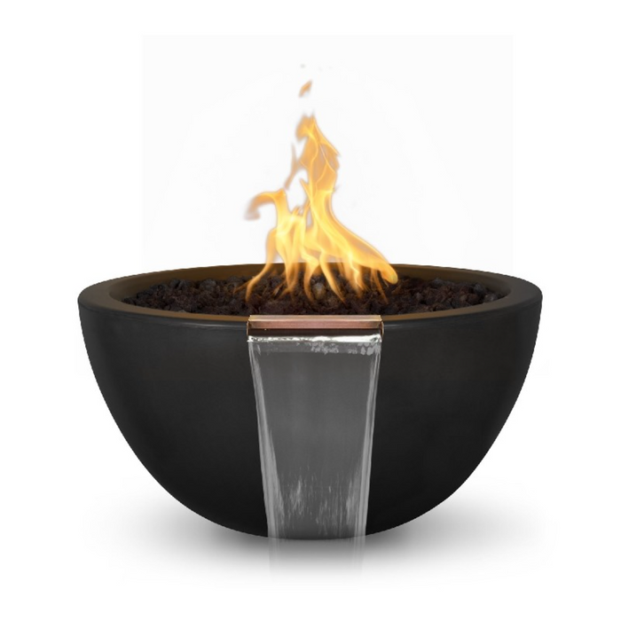 The Outdoor Plus 30" Luna GFRC Concrete Round Electronic Fire & Water Bowl - OPT-LUNFW30E12V