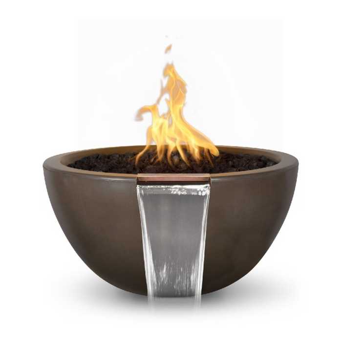 The Outdoor Plus 30" Luna GFRC Concrete Round Electronic Fire & Water Bowl - OPT-LUNFW30E12V