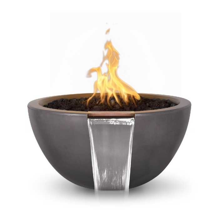 The Outdoor Plus 30" Luna GFRC Concrete Round Electronic Fire & Water Bowl - OPT-LUNFW30E12V