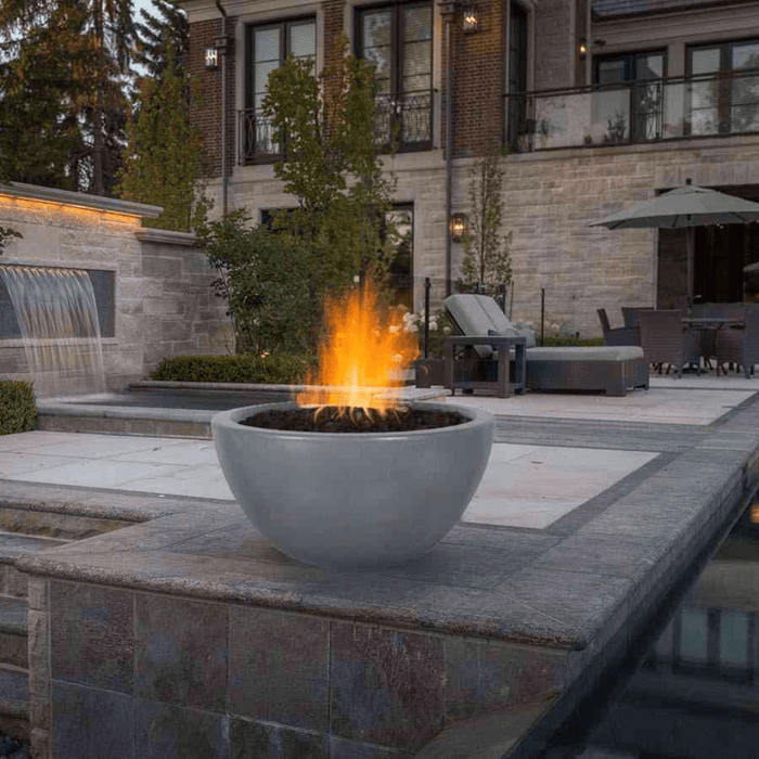 The Outdoor Plus 30" Luna GFRC Concrete Round Electronic Fire Bowl - OPT-LUNFO30E12V