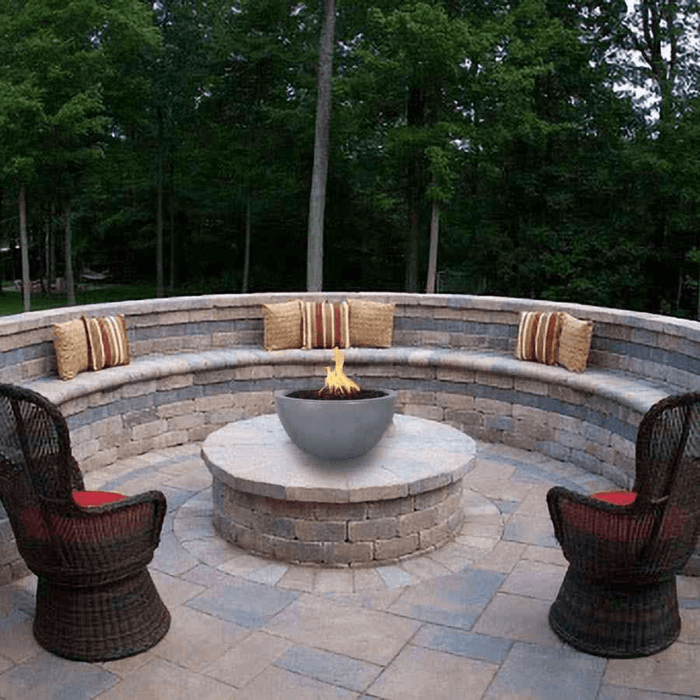 The Outdoor Plus 30" Luna GFRC Concrete Round  Match Lit Fire Bowl - OPT-LUNFO30