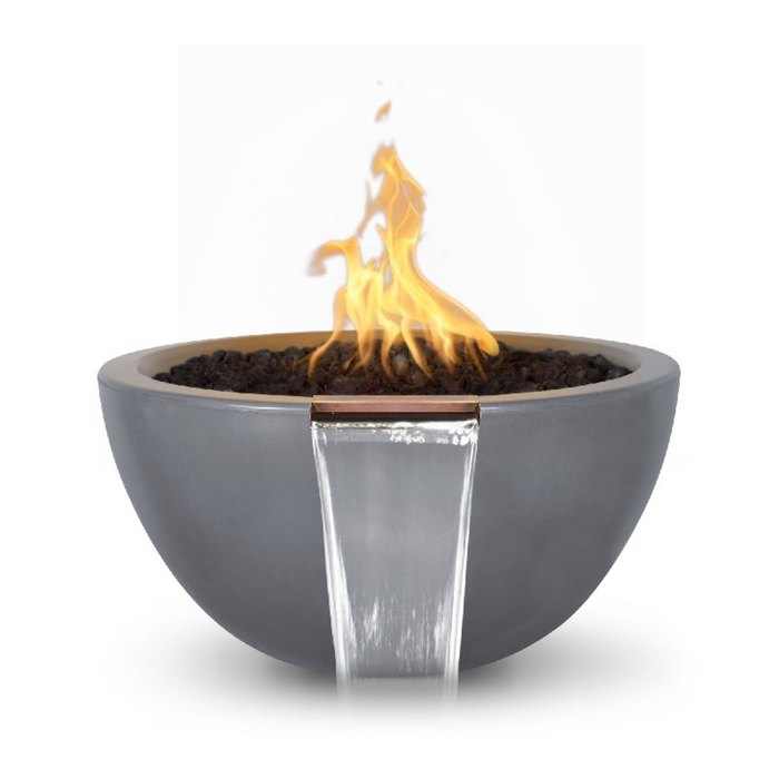 The Outdoor Plus 30" Luna GFRC Concrete Round Match Lit Fire & Water Bowl - OPT-LUNFW30