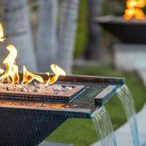 The Outdoor Plus 30" Nile Hammered Copper Fire & Water Bowl -12V Electronic Ignition - OPT-30NLCPFE12V