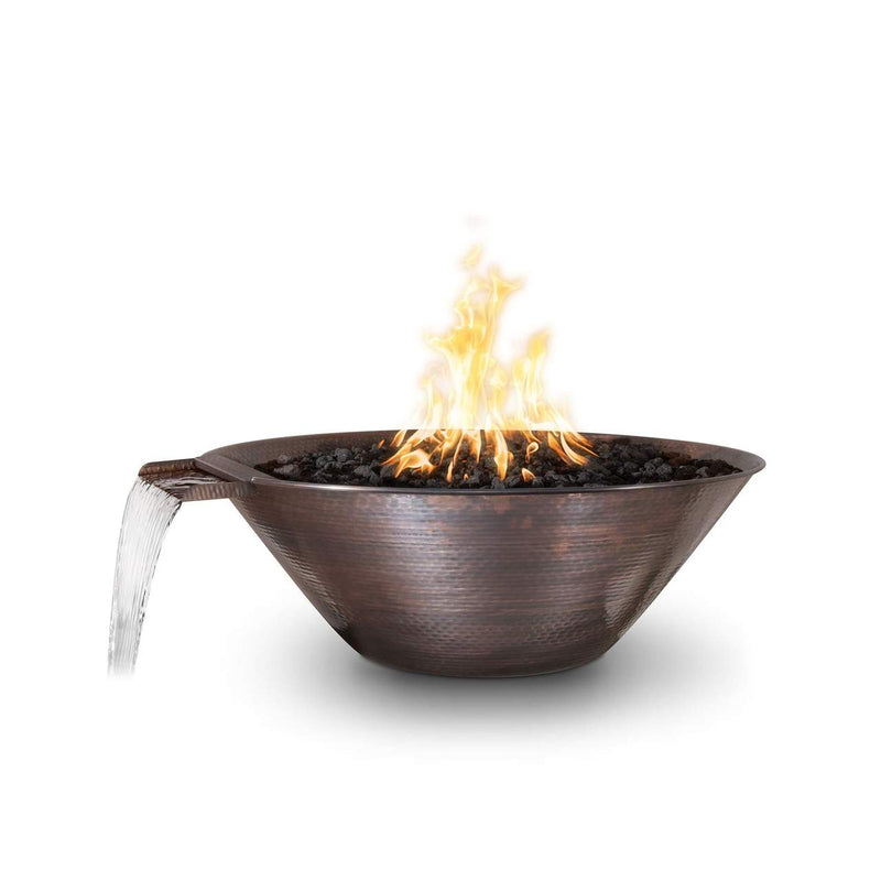 The Outdoor Plus 31" Remi Hammered Copper Fire & Water Bowl - Match Lit - OPT-31RCFW