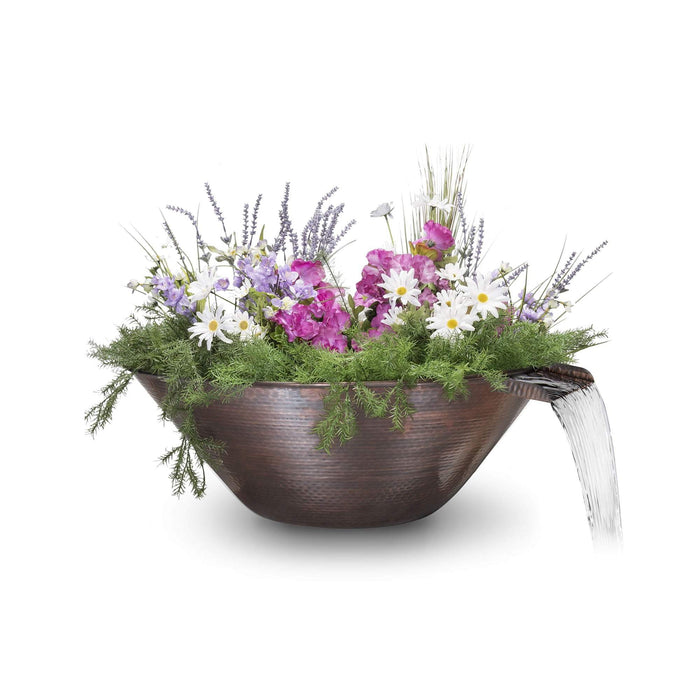 The Outdoor Plus 31" Remi Hammered Copper Planter with Water Bowl - OPT-31RCPW