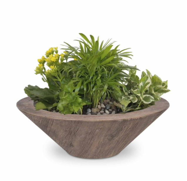 The Outdoor Plus 32" Cazo Wood Grain Planter Bowl - OPT-32RWGPO