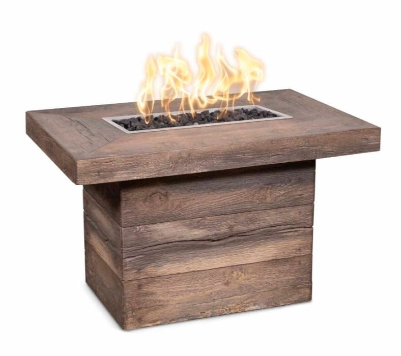 The Outdoor Plus 36" Alberta Fire Pit Wood Grain Concrete - Flame Sense System with Push Button Spark Igniter - OPT-ALB36FSEN