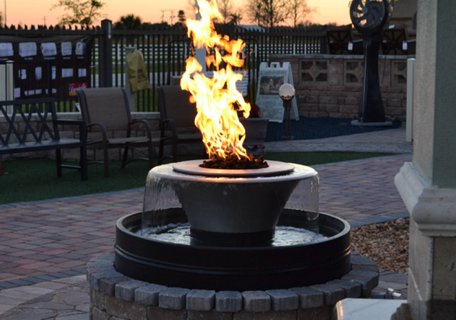 The Outdoor Plus 36" Cazo Copper 360° Water & Fire Bowl - 12V Electronic Ignition - OPT-36FW360E12V