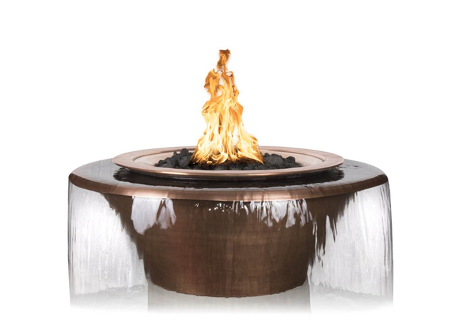 The Outdoor Plus 36" Cazo Copper 360° Water & Fire Bowl - 12V Electronic Ignition - OPT-36FW360E12V