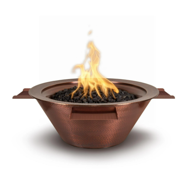 The Outdoor Plus 36" Cazo Hammered Copper 4-Way Water & Fire Bowl - Match Lit - OPT-4W36