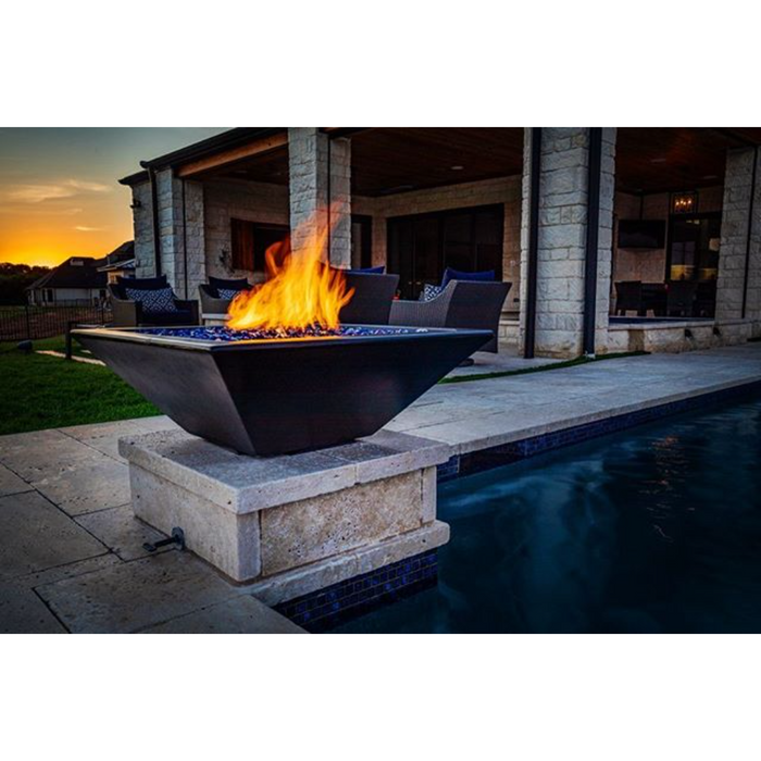 The Outdoor Plus 36" Maya GFRC Concrete Square Fire Bowl - Match Lit -OPT-36SFO