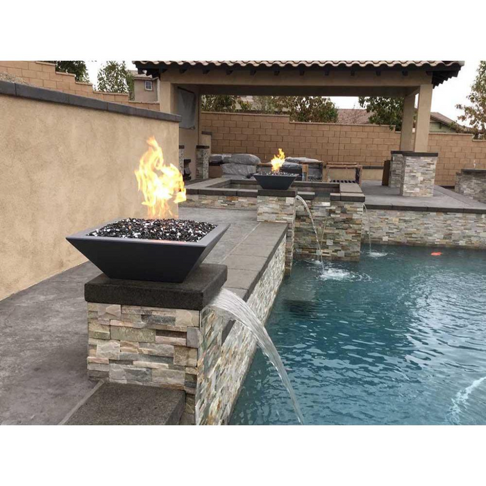 The Outdoor Plus 36" Maya GFRC Concrete Square Fire Bowl - Match Lit -OPT-36SFO