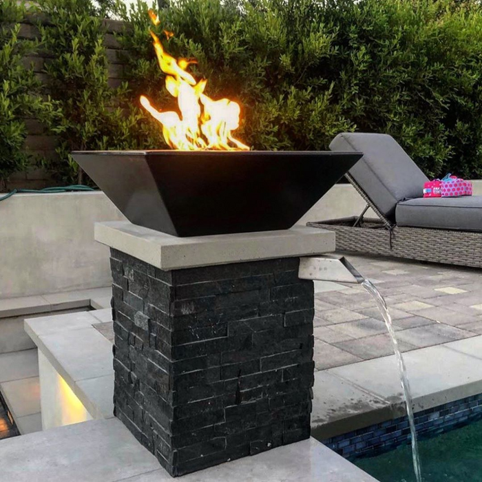 The Outdoor Plus 36" Maya GFRC Concrete Square Fire Bowl - Match Lit -OPT-36SFO