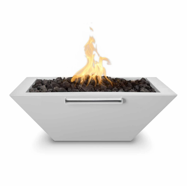 The Outdoor Plus 36" Maya Powder Coated Fire & Water Bowl - Match Lit - OPT-36SQPCFW