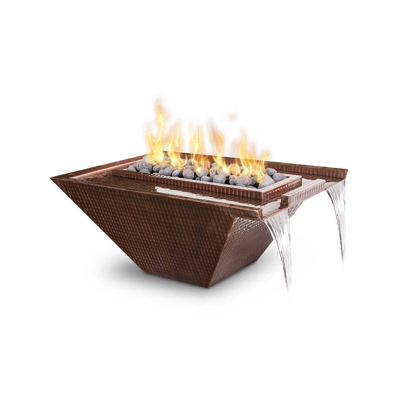 The Outdoor Plus 36" Nile Hammered Copper Fire & Water Bowl - 12V Electronic Ignition - OPT-36NLCPFE12V