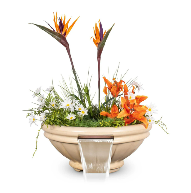 The Outdoor Plus 36" Roma GFRC Concrete Planter & Water Bowl - OPT-ROMPW36